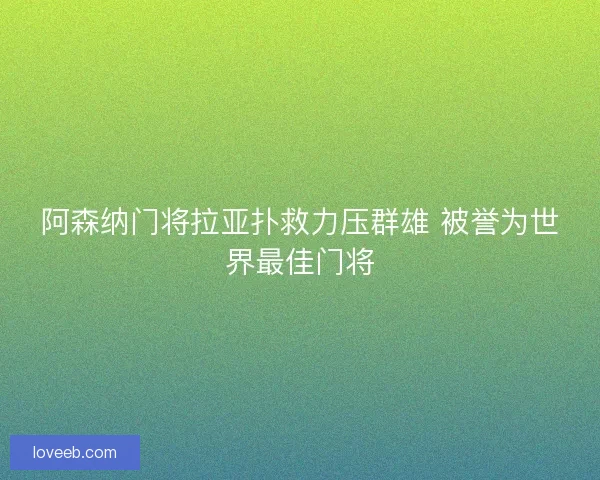 阿森纳门将拉亚扑救力压群雄 被誉为世界最佳门将
