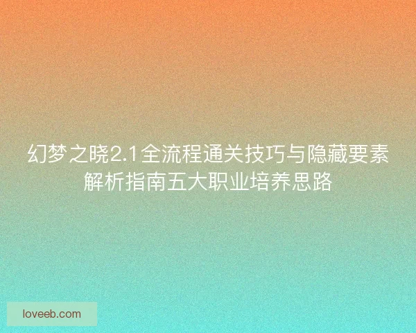 幻梦之晓2.1全流程通关技巧与隐藏要素解析指南五大职业培养思路